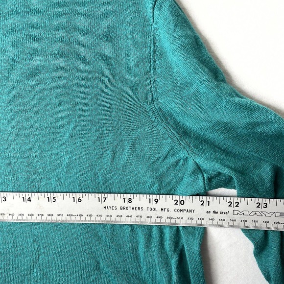 J. Jill Womens Size Medium Turquoise Blue/Green Stretch Long Sleeve Blouse Top - Picture 6 of 12